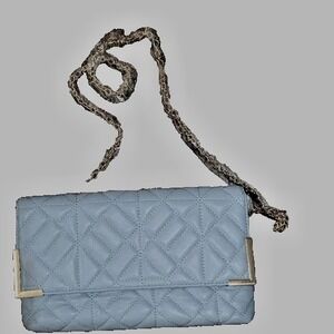 LIKE‎ DREAMS Emma quilted vegan leather chain strap shoulder crossbody -BLUE